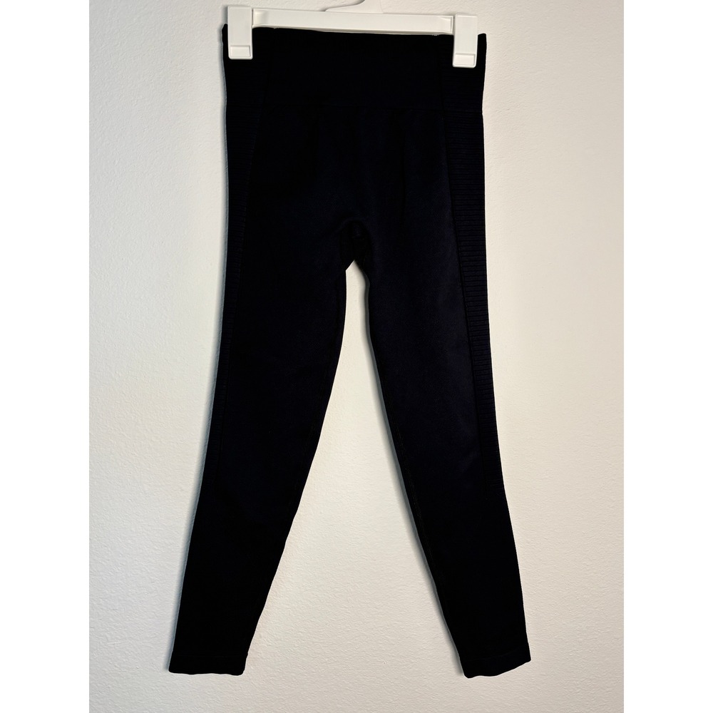 Mooslover Black High Waisted Scrunch Butt Seamless Leggings Large Ribbed Trim